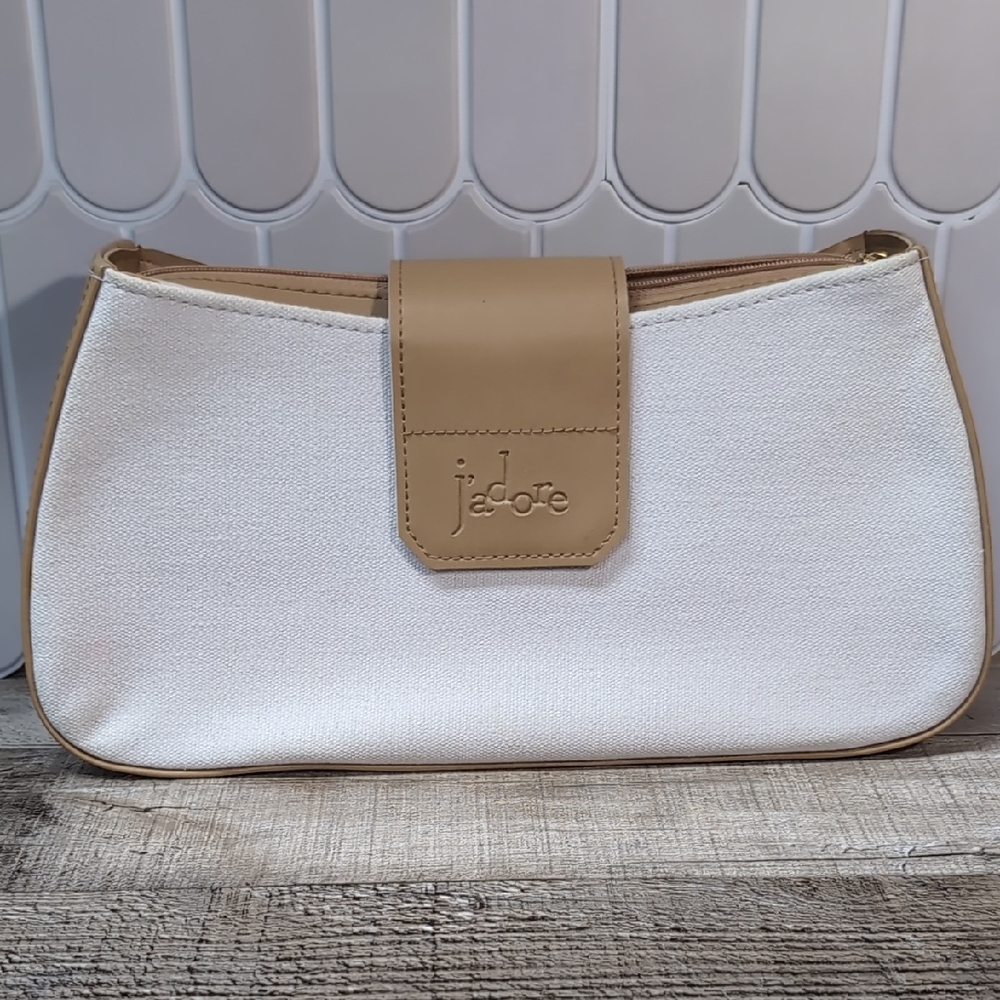Dior White and Tan Clutch with Structured Silhouette